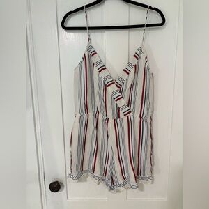 Striped Sleeveless Romper with tie back